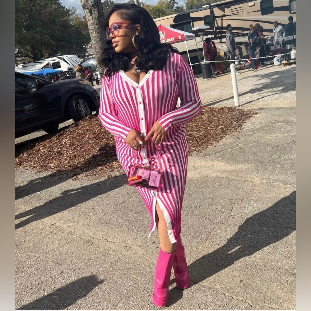 Pink and white sweat dress